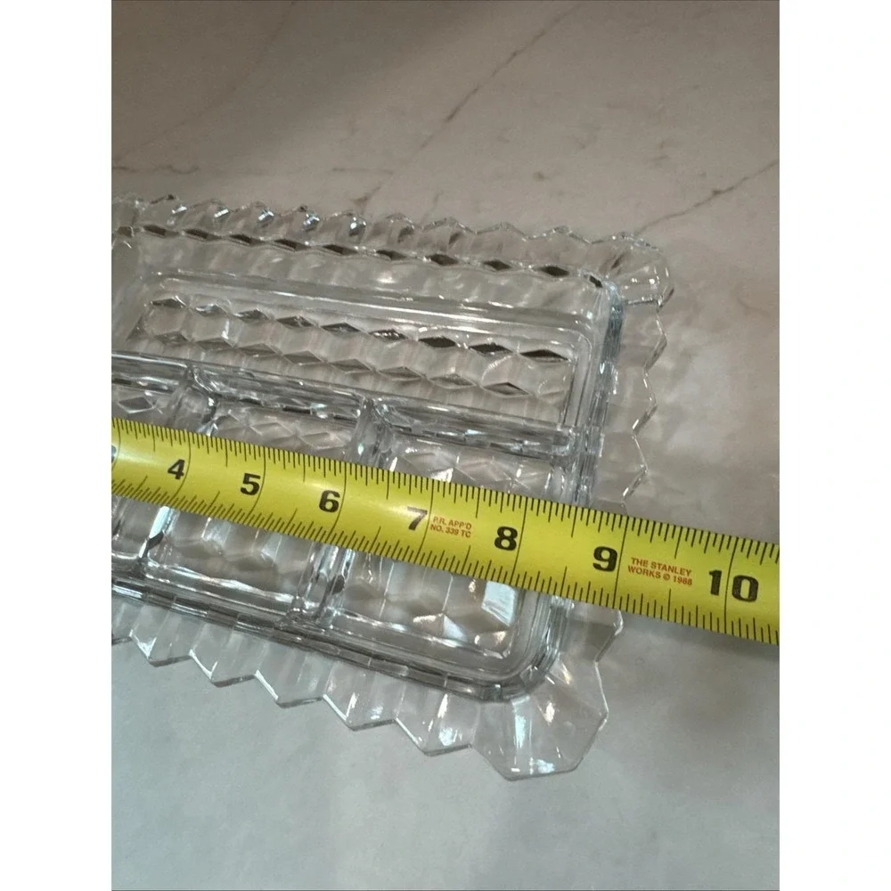 Fostoria Relish Tray Dish 4 Part Divided Plate Catch all Clear Rectangle Vintage
